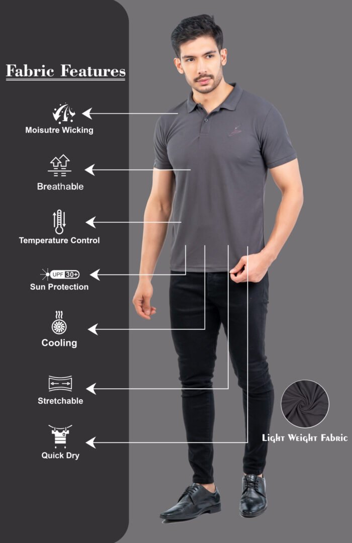 02-POLO T-SHIRT(Charcoal)