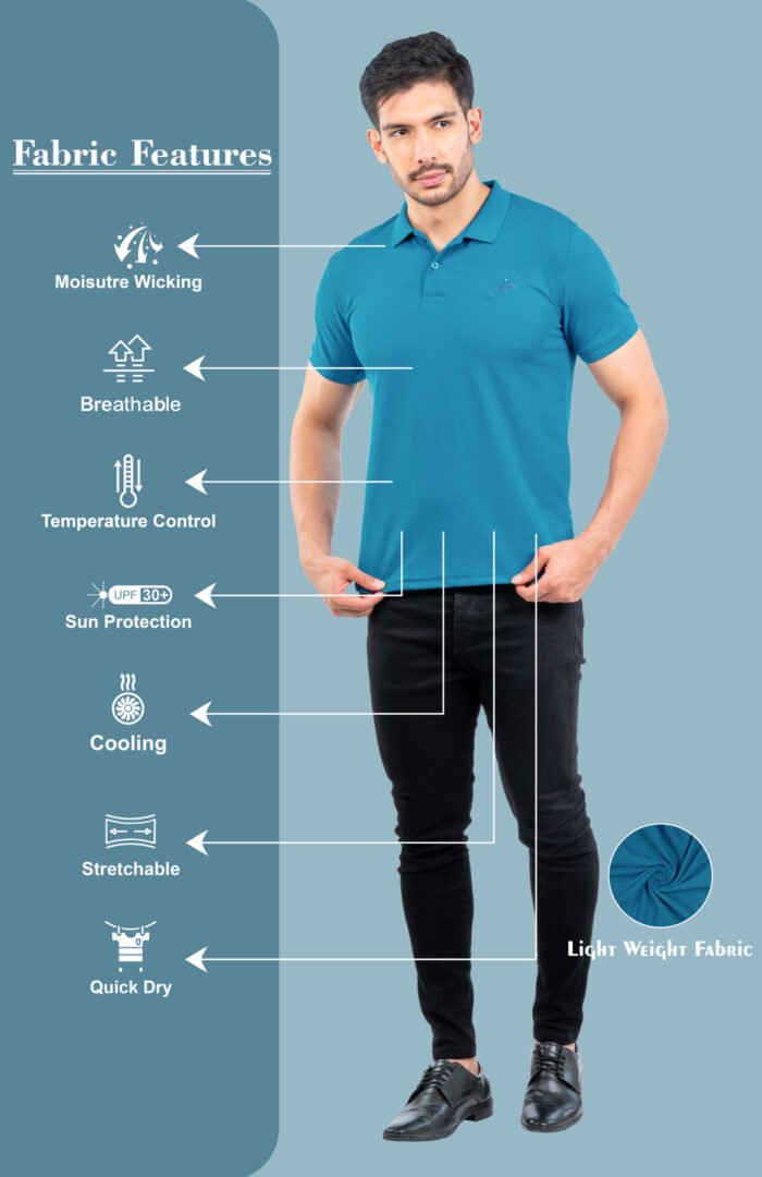 02-POLO T-SHIRT(Sea Blue)