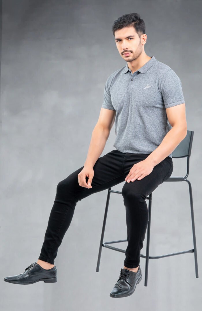 06-POLO T-SHIRT (Black Melange)