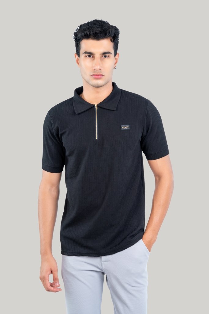 Zipper Polo T shirt