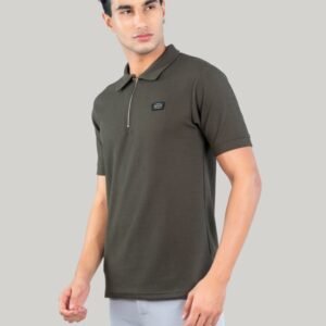 Zipper Polo T shirt A5-Olive