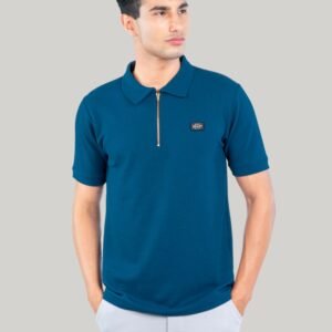 Zipper Polo T shirt A7-Airforce Blue