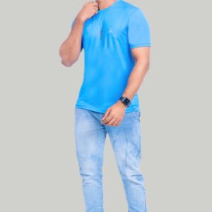 Dry-fit Round neck T-shirt Sea Blue
