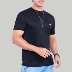 Dry-fit Round neck T-shirt Black